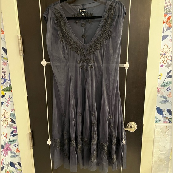 Biya (Johnny Was brand) grey TULLE dress size M-L; gives vintage vibe - Picture 1 of 4